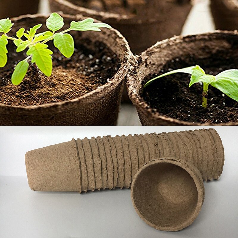 100Pcs Biodegradable Pulp Pots Plants Seedling Raising Pot Vegetable Fruit Nursery Tray Pot Cup Garden Supplies