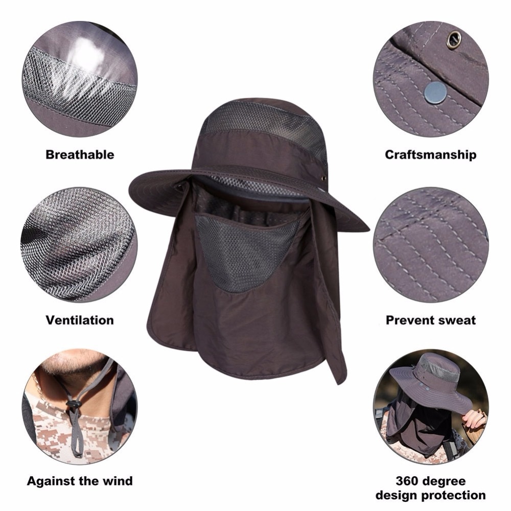 Unisex Fishing Flap Caps Quick Dry 360 Degree Sunshade UV Protection Removable Face Mask Ear Neck Cover Outdoor Sportswear