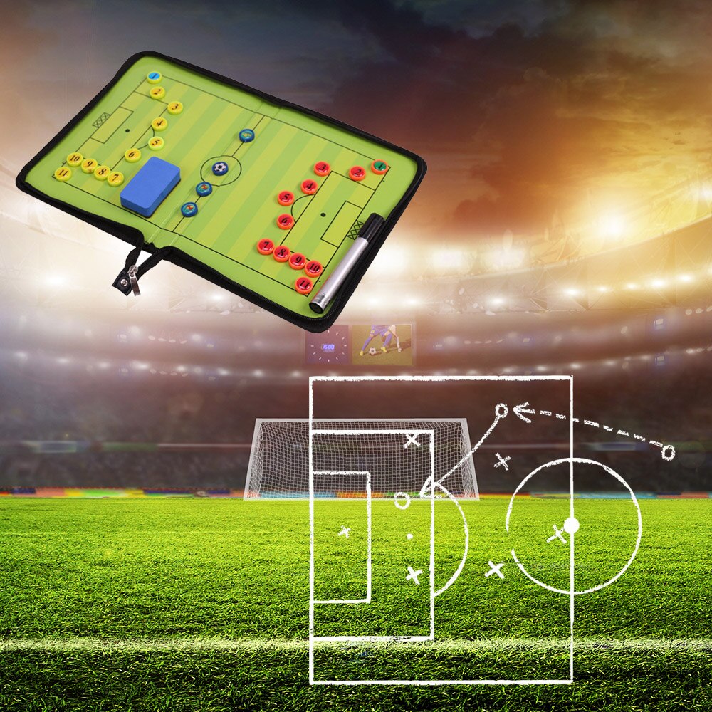 Teaching Magnetic Foldable Portable Demonstration Coaching Training Guidance Plate Soccer Tactic Board Noting Marker PU Football