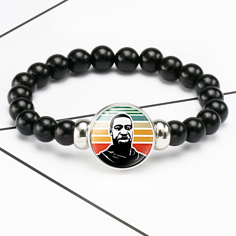 Black Lives Matter Beaded Bracelet George Floyd Protest Glass Dome Snap Buttons Charms Bracelets Jewelry: 13