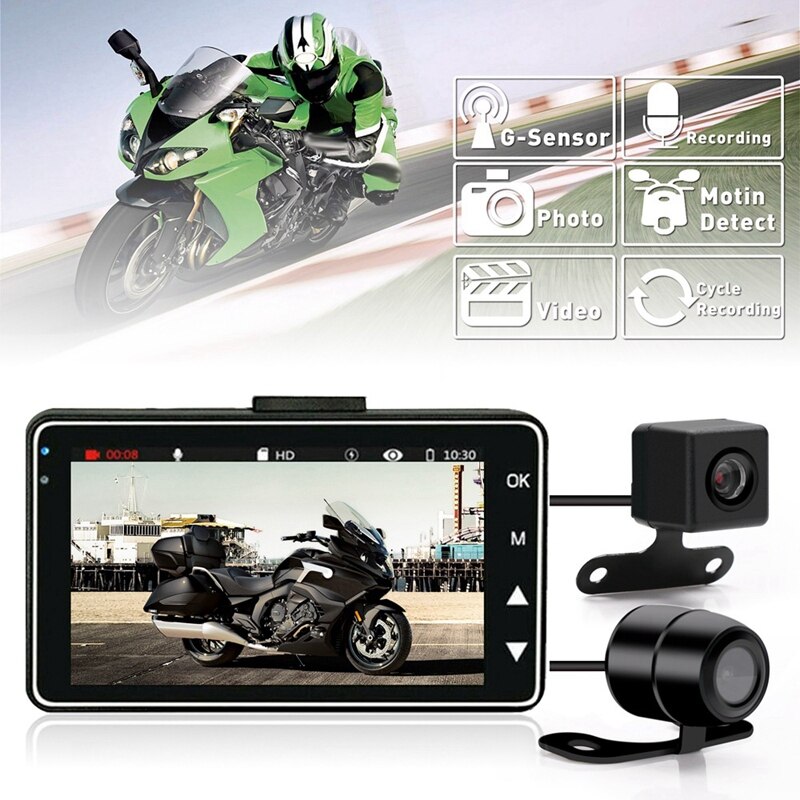 3 Inch 1080P HD Motorcycle Camera DVR Motor Dash Cam with Special Dual-Track Front Rear Recorder Motorbike Electronics KY-MT18