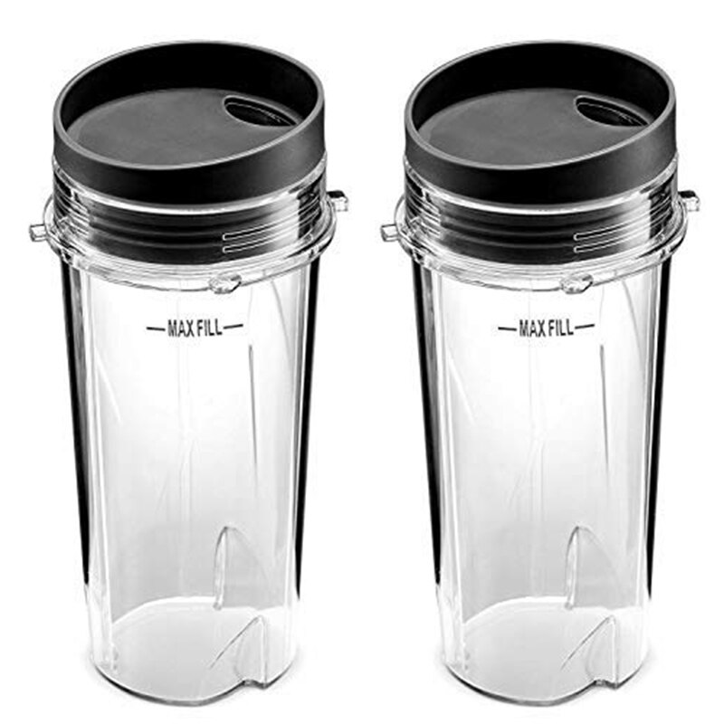 Replacement for Ninja 16 Oz Cup Single Serve - for Nutri Ninja BL770 BL780 BL660 Blender (2-Pack)