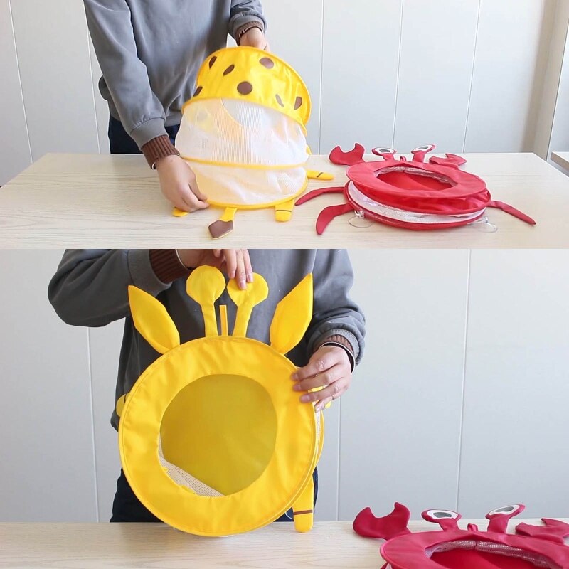 Baby Bad Speelgoed Opslag Organiser Met Adhesive Haken Voor Opknoping Opvouwbare Krab Tassen Hoge Grade Plastic Gemaakt Pasen