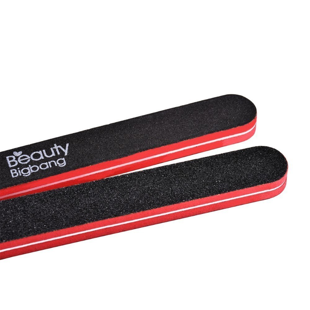 BEAUTYBIGBANG 5 Piece 17cm 100/180 Nail File Manicure Pedicure Limas Nagelvijl Black Red Color Wood Nail Art Nail Buffer Block