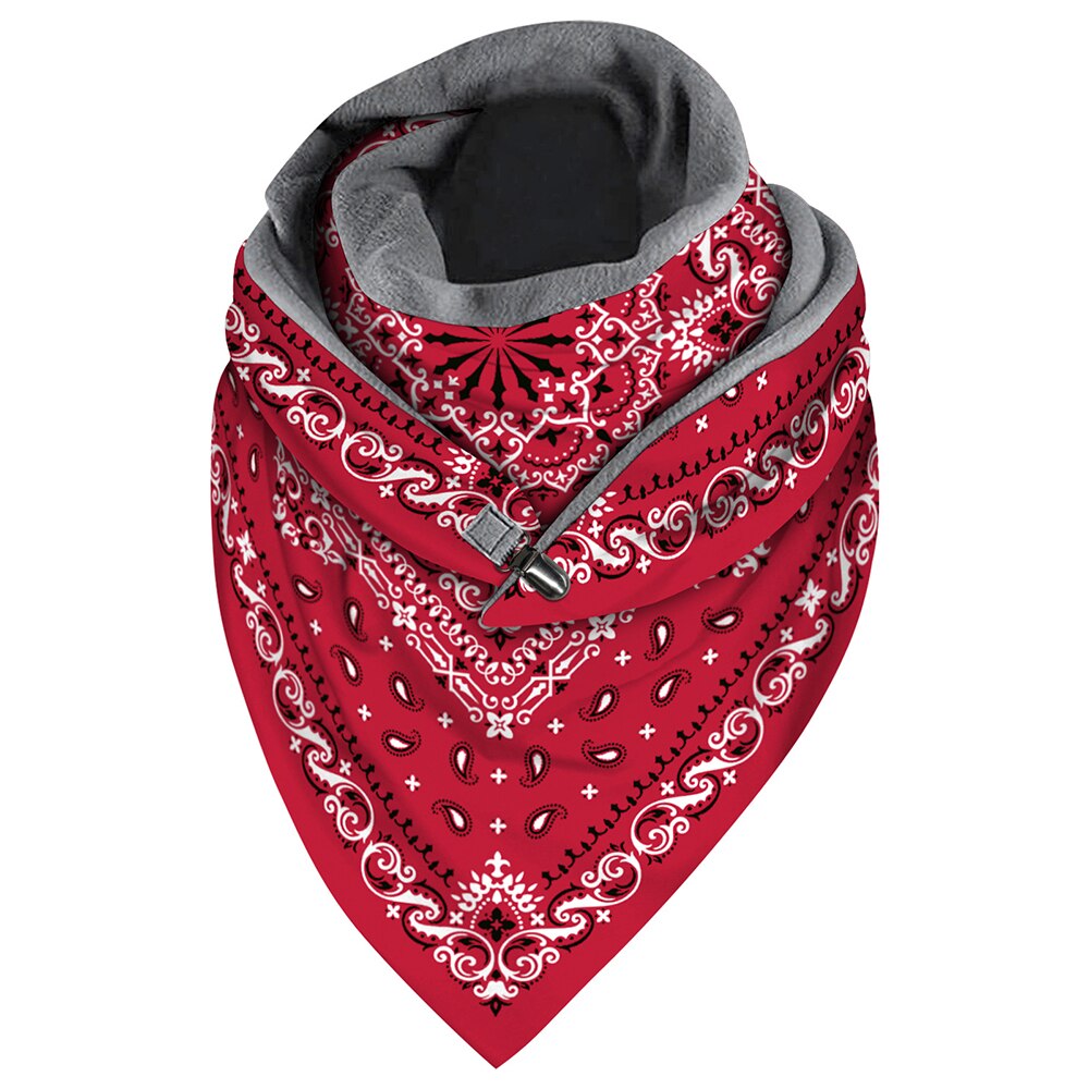 Scarf Floral Leopard Printed Fleece Scarf Winter Women Warm Wrap Ski Sportswear Triangle Women Scarves