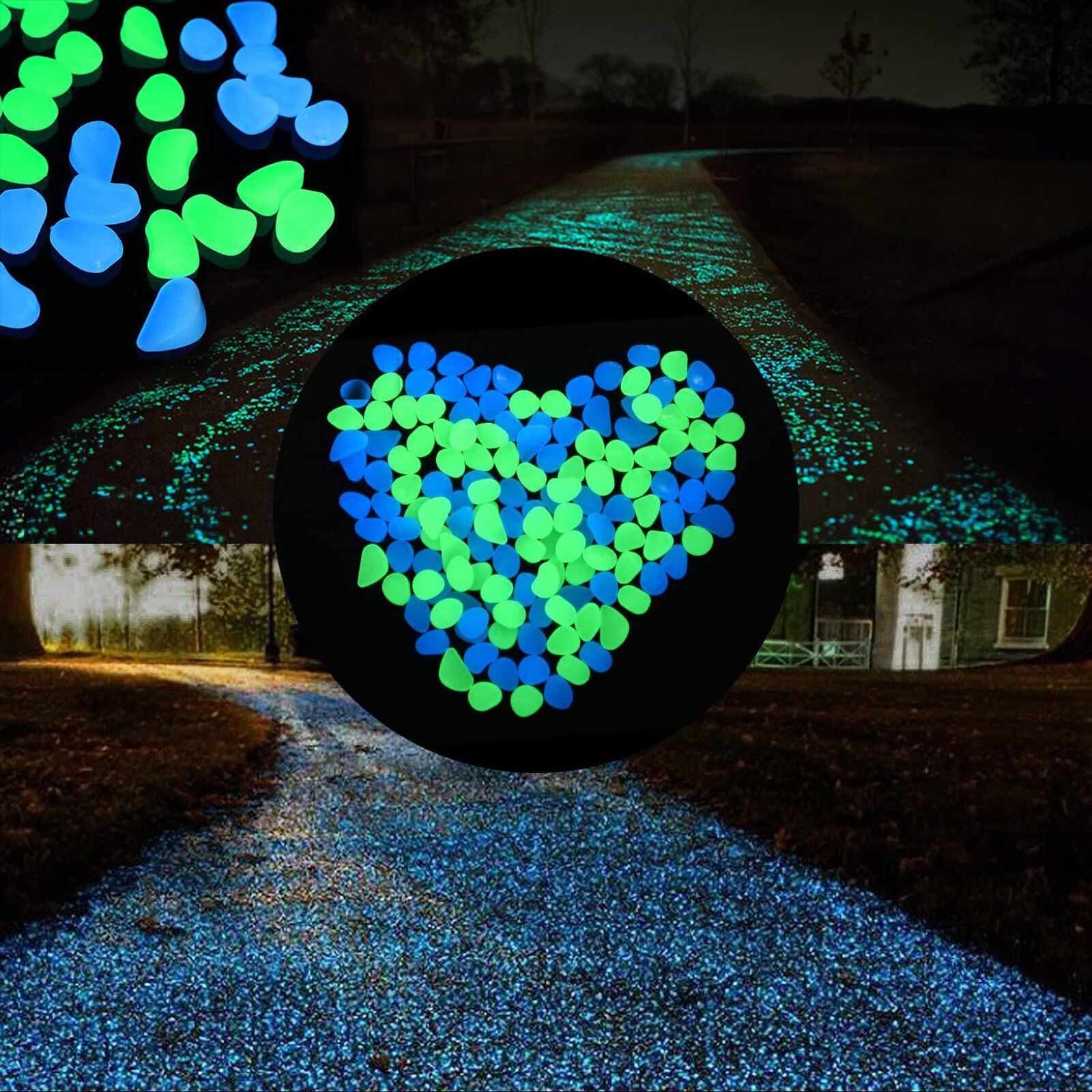 100pc DIY Decorative Luminous Stones For Yards Lawns Walkways Garden Plants Walkways Garden Path Patio Lawn Garden Yard Decor