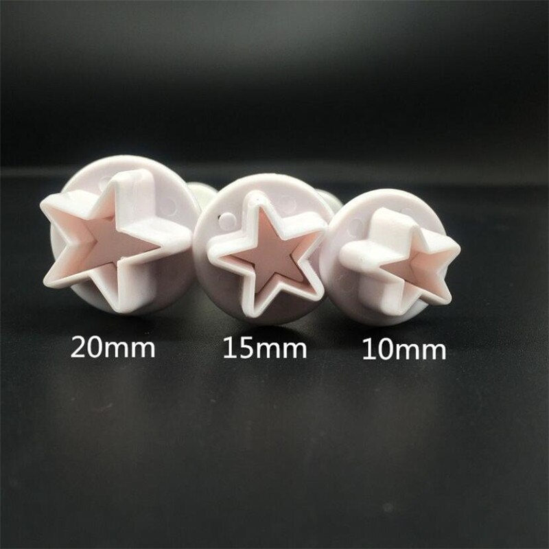 3 kpl/sarja tähden muotoinen fondantti kakun koristelu mäntä keksi keksejä leikkuri sugarcraft diy muotti joulukakun koristelu työkalut