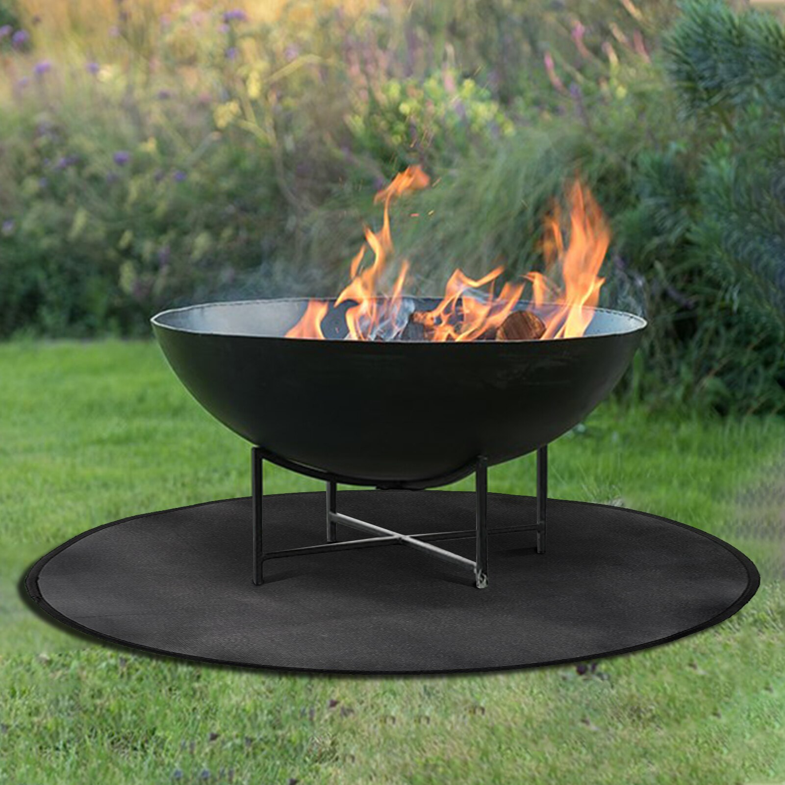Tapis de Protection pour foyer et Barbecue, rond, résistant au feu, pour cheminée