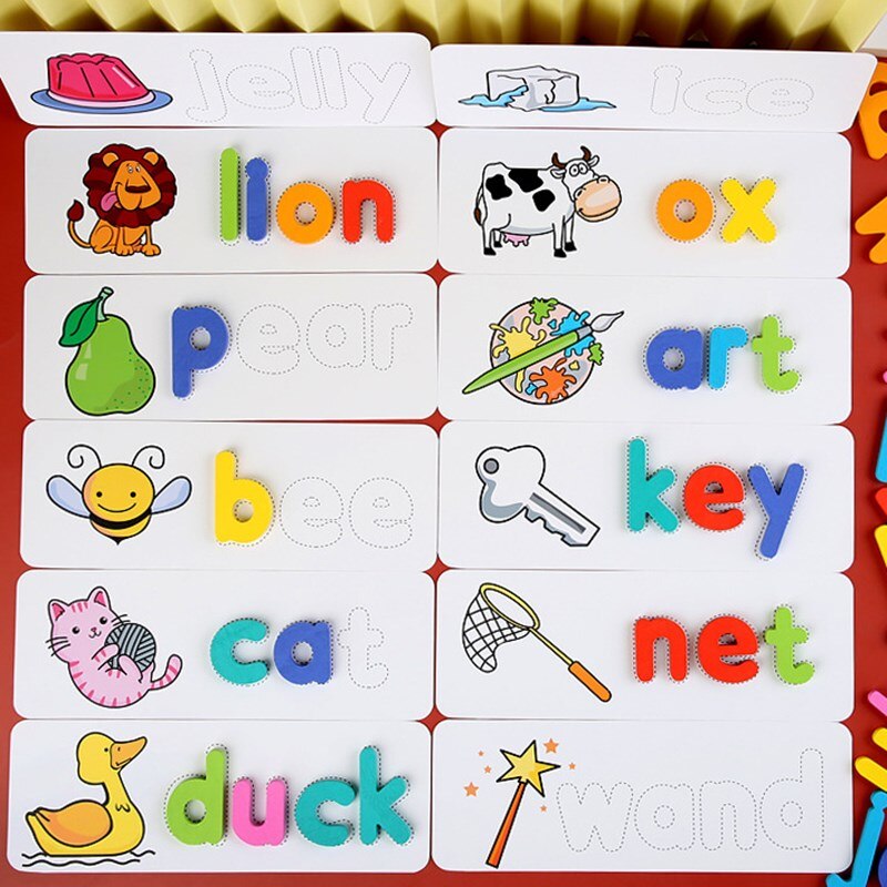 Language Learning Toys Educational Children's Alphanumeric Math Wooden Word Spelling Puzzle Game Nursery Early Education Toys