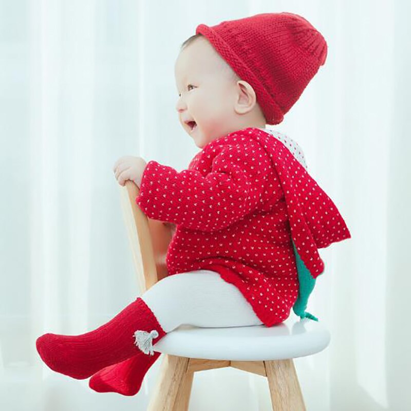 4 stk baby julesokker barn bomull søt rød strikket tykke varme lange sokker høst vinter julesokker til småbarn gutter jenter