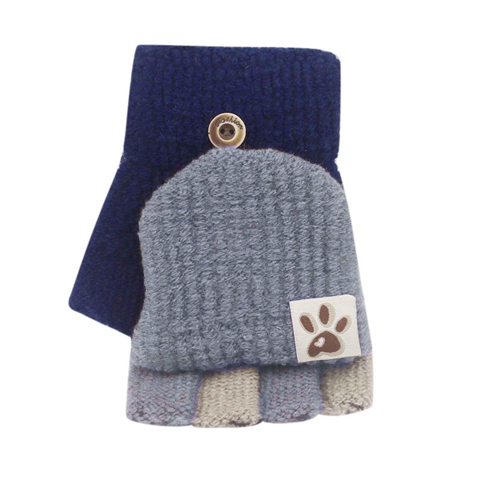 Kids Gloves Winter Soft Convertible Flip Top Gloves Baby Girl Boy Winter Warm Knit Fingerless Mitten Knit Gloves