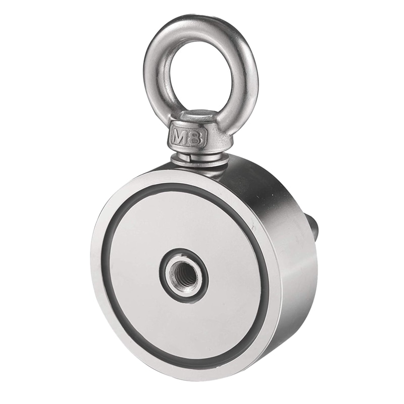 PTSNET, imán de pesca de neodimio de diámetro de búsqueda de doble cara D48/60/75/94mm de diámetro, redondo 2 con Eyebolt 120/200/300KG