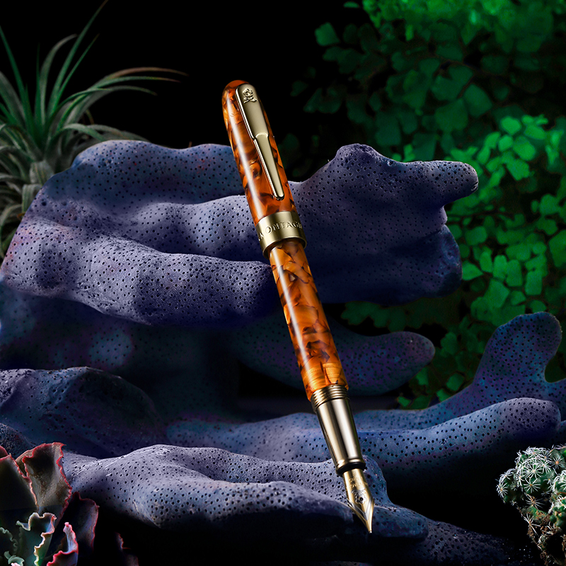 Montagut celluloid mini fyllepenn fargerik lommestørrelse gylden klips iridium finne nib 0.5mm skrivepenn