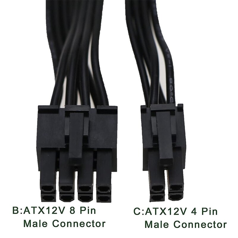 CPU 8 Pin Female to CPU 8 Pin and ATX 4 Pin Male Power Supply Extension Cable EPS 12V for Motherboard, 20cm