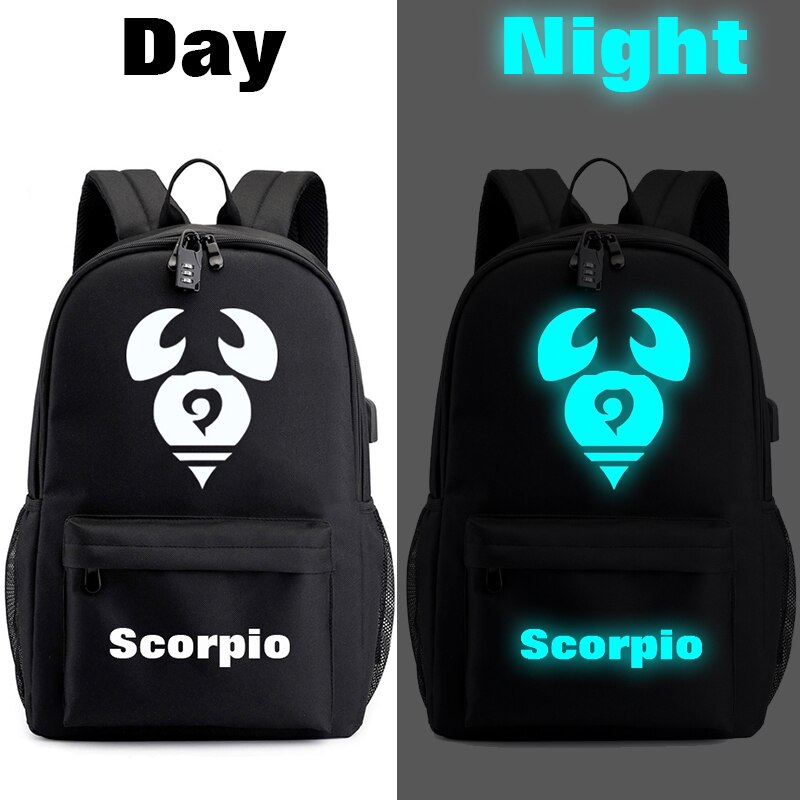 BPZMD Luminous 12 Zodiac Sign Canvas Schoolbag Constellation Horoscope for Boys and Girls Backpack: Scorpio