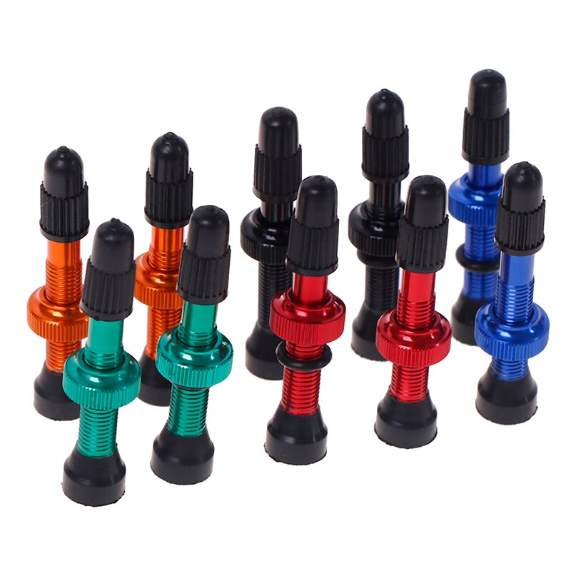 1 Paar Fiets Mountain 48/60Mm Valve Voor Road Tubeless Velg Legering Of Messing Stem Messing Kern W/ Cap & Tool
