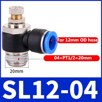 Luft  sl 1/8 1/4 3/8 1/2 hastighedskontrol pneumatisk fitting drosselventil controller 4 6 8 10mm slange slange hurtig forbindelse justerbar: 12-04