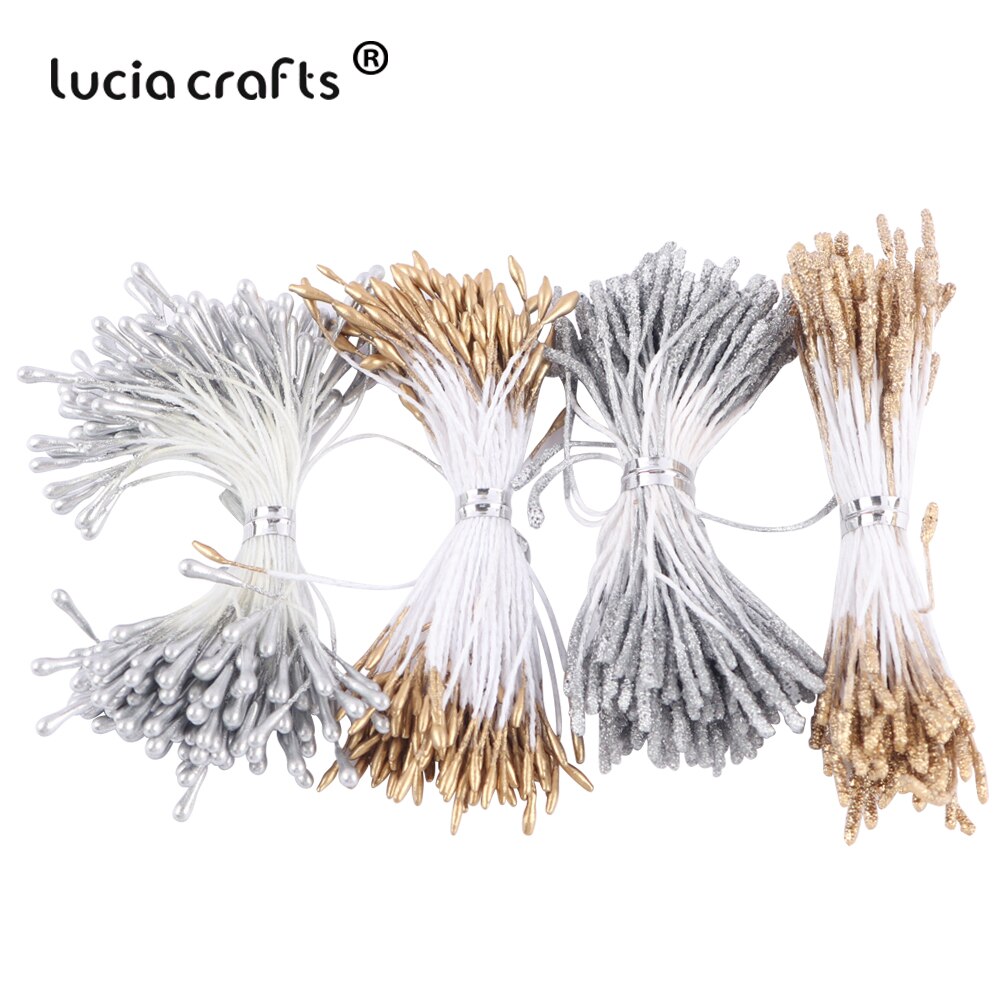 Lucia craftsmini 2mm kunstig blomst støvdrager pistil diy håndværk krans kage bryllup juledekoration  d1415