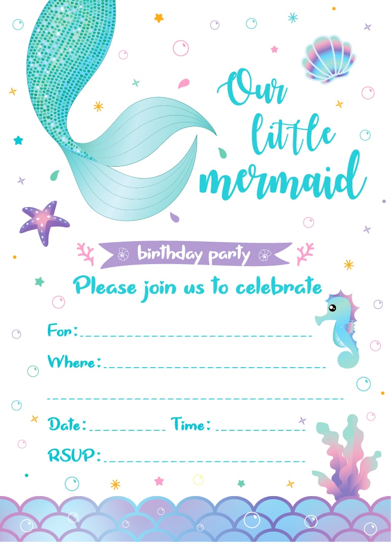 618 lad os være havfrue-invitationskort, du er inviteret til at invitere, små havfrue-fest til børn