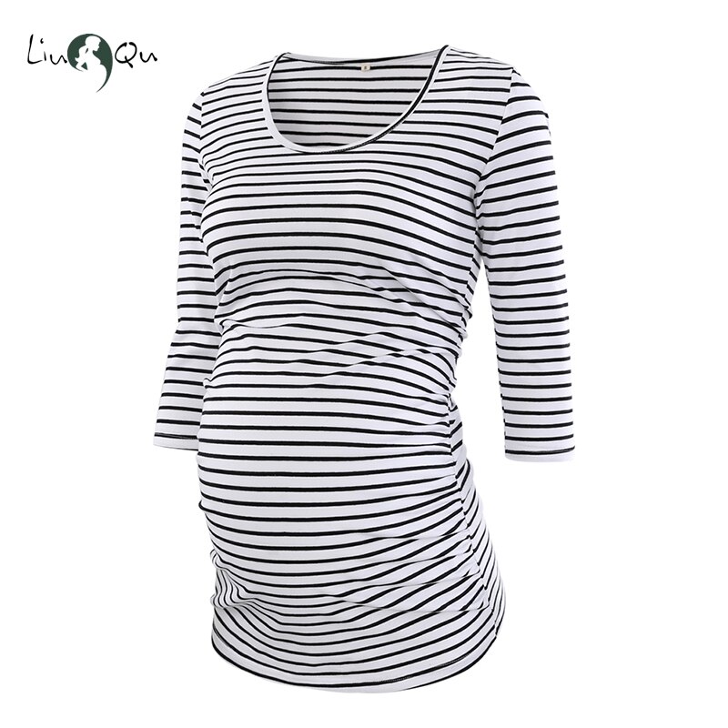 Gravide gravide tunika toppe popa mujer side ruching bluse stribet gravide tøj til kvinder top gravid skjorte