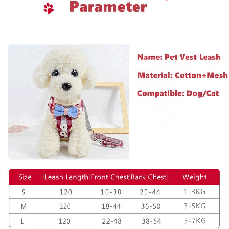 Adjustable Dog Cat Vest Leash Pet Breathable Mesh Soft Clothes Tie Collar Harness For Small Dog Puppy Hiromi No Pull Belt