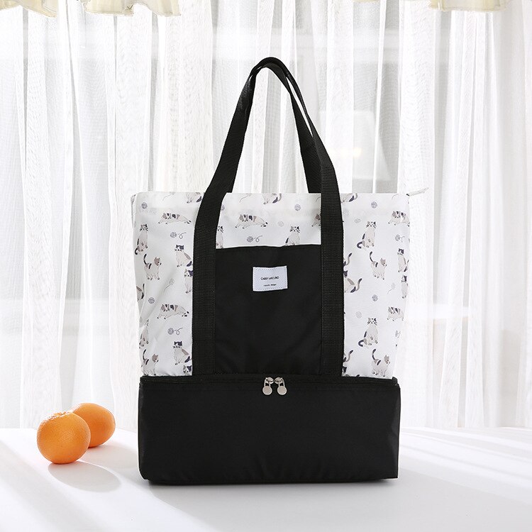 Nylon Isolierte Mittagessen Tasche Frauen Große Thermische Lebensmittel Taschen Reise Veranstalter Schulter Tasche Tragbare Mahlzeit Vorbereitung Taschen Strand Hand Tote: Farbe 2