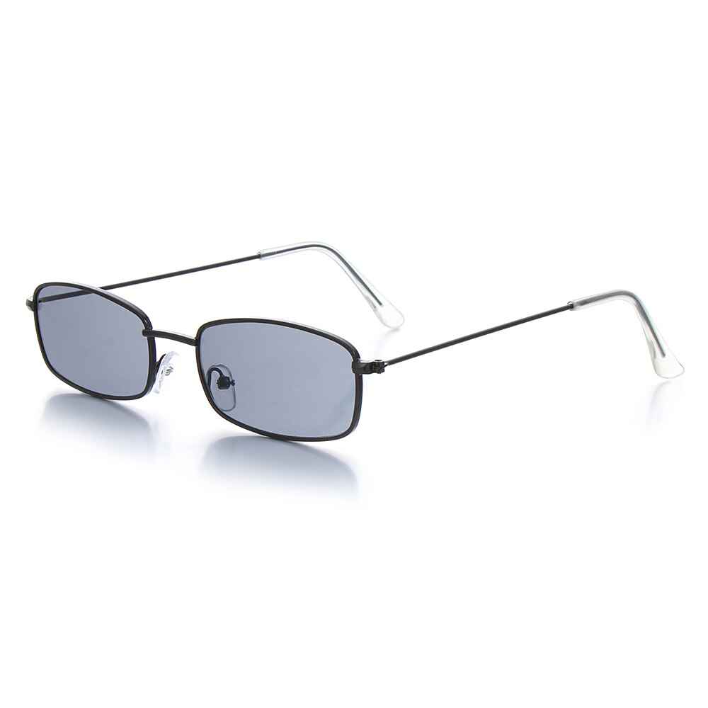 Unisex små retro nuancer rektangel solbriller  uv400 mænd metal stel briller udendørs klar linse solbriller til kvinder briller