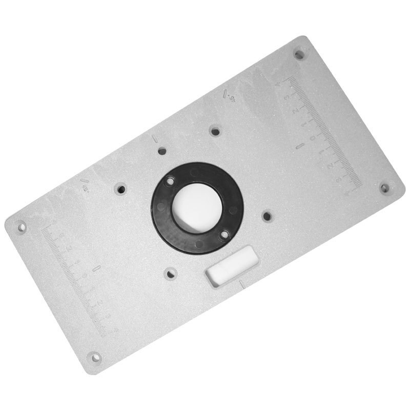 1 sæt aluminiumsfræserbordindsatsplade m / 4 ringe til træbænke routerbordplade 235 x 120x 8mm