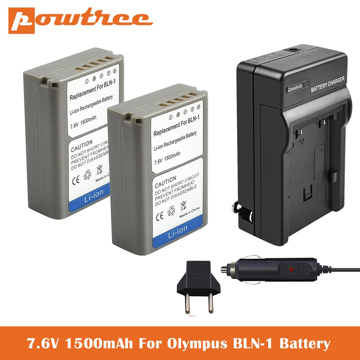 BLN-1 Battery and Charger for Olympus BLN-1, BCN-1 and Olympus OM-D E-M1, Olympus Pen F, OM-D E-M5, Pen E-P5, OM-D E-M5: 2X Battery-Charger