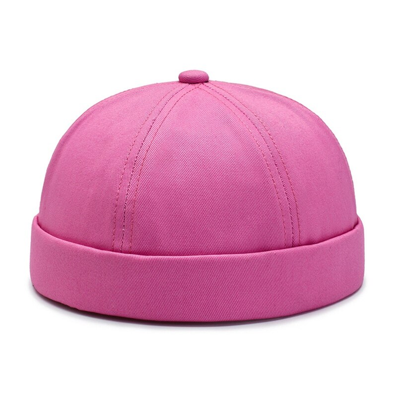 Hot! Beanie Men Women Retro Brimless Portable Adjustable Hip Hop Hat Skull Cap Solid Color Wonderful Gift: Colore rosa