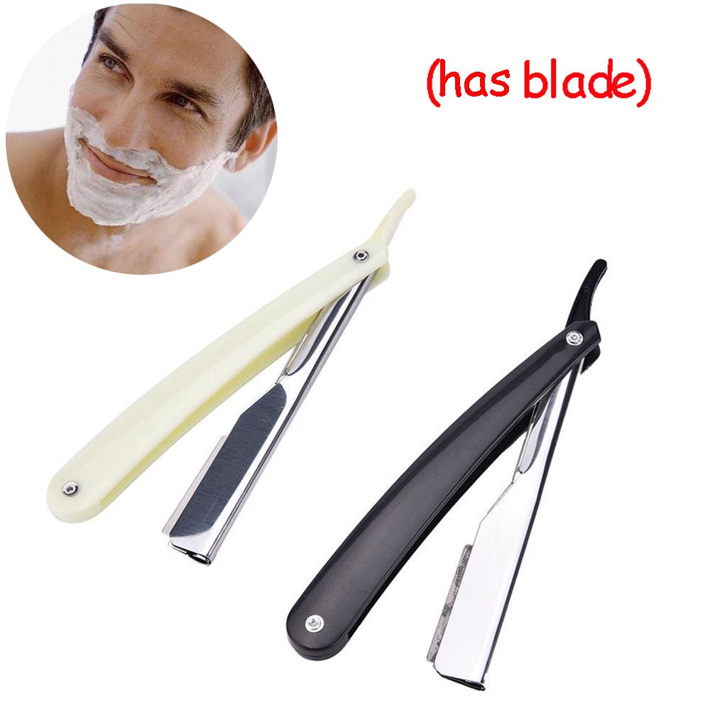 Shaving Razor Stainless Steel+Plastic Straight Edge Razor Barber Razor Folding Shaving Shave Beard Removal Cutter With Blade