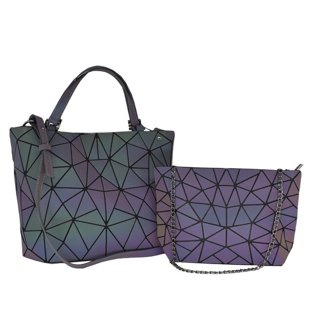 Women Handbags Bag Set Crossbody Bags For Women Luminous bao bag Geometric Shoulder Bag Female Purse Handbag Tote Holographic: Luminous set 1 / big35X13X29CM