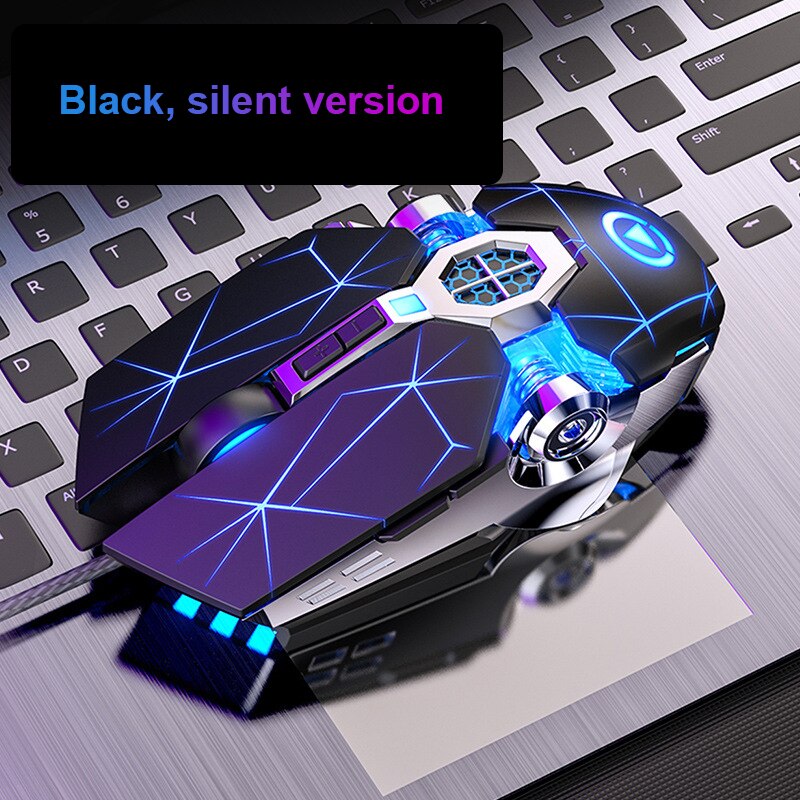 Gaming Mouse 7 Button DPI Adjustable Computer Optical LED Game Mice USB Wired Games Cable Mouse Ergonomic For PC Laptop: Black Silent version