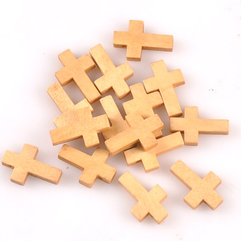 Cuentas cruzadas de madera para manualidades, suministros para manualidades DIY, adorno colgante, colgante, para niños, decoración de madera sin terminar, artes y manualidades, 50 Uds., m2575