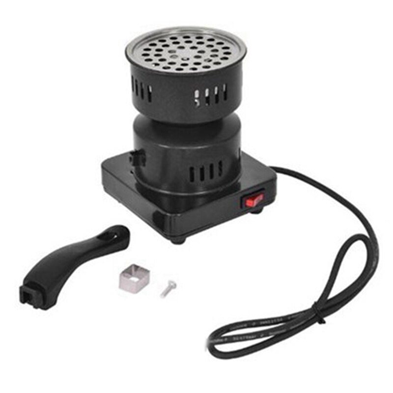 1X650W Heater Houtskool Kookplaat Kookplaat Kolen Elektrische Brander Us Plug & 2 Stuks Handleiding Roestvrij Staal zwarte Peper Grinder