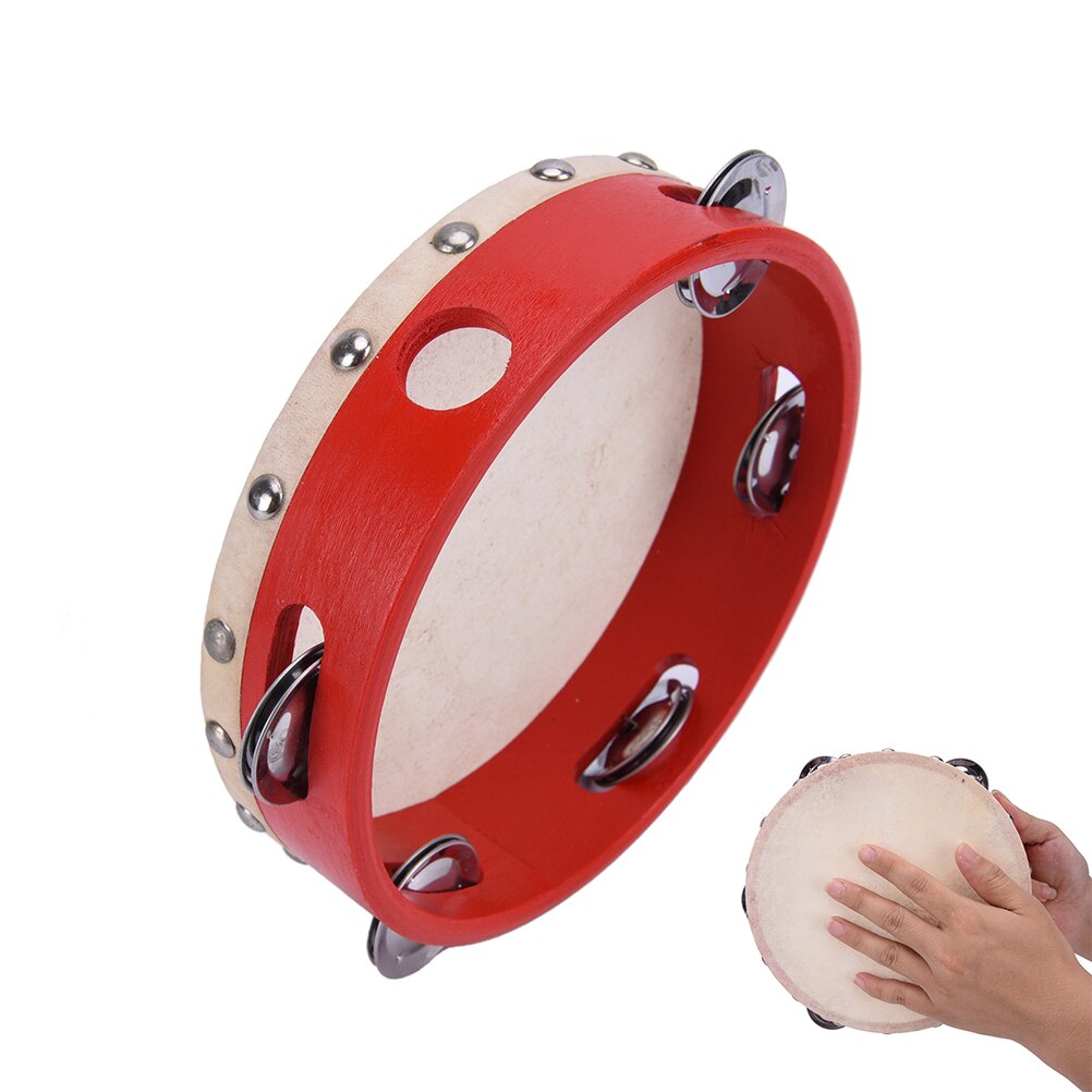 1pc tambourin Musical rouge Tamborine tambour rond Percussion pour bébé enfants tambourin
