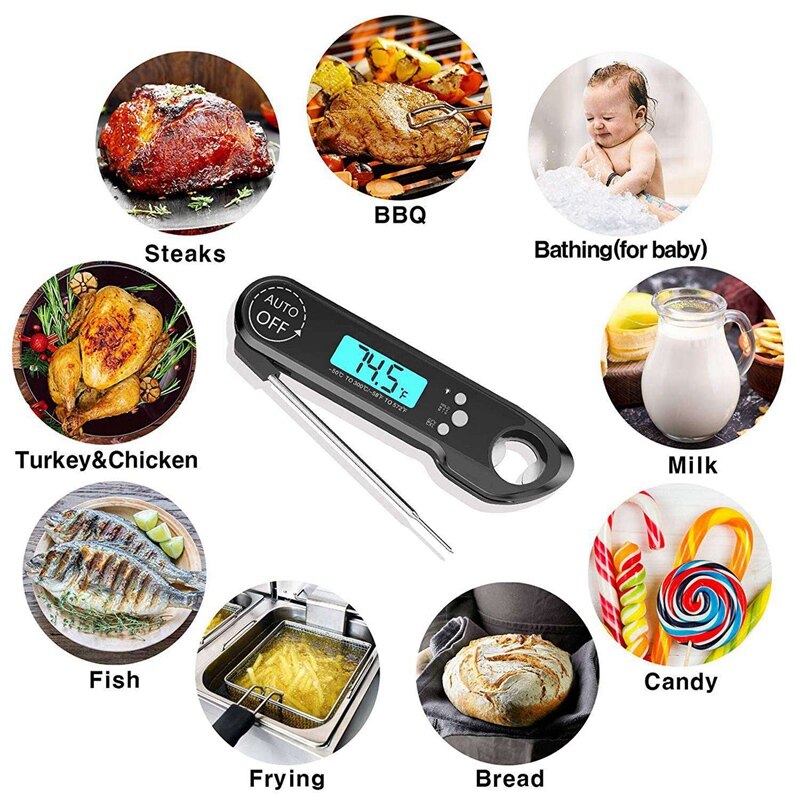 Digital Instant Read Meat Thermometer Chef Ultra Fast Meat Thermometer & Stainless Steel Paella Pan