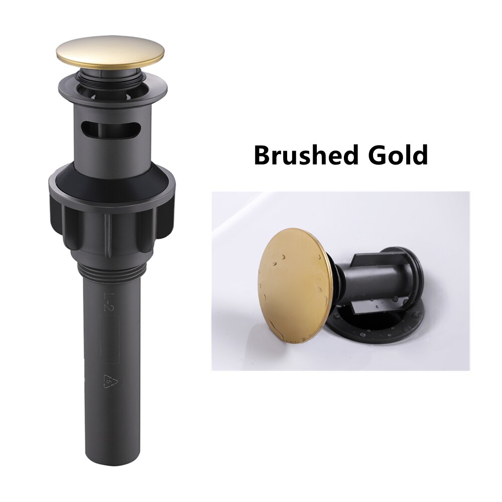 Bathroom Faucet Vessel Vanity Sink Pop Up Drain Stopper with Overflow Black Lavatory Basin Sink Pop Up Drain Waste Drainer: Brushed Gold