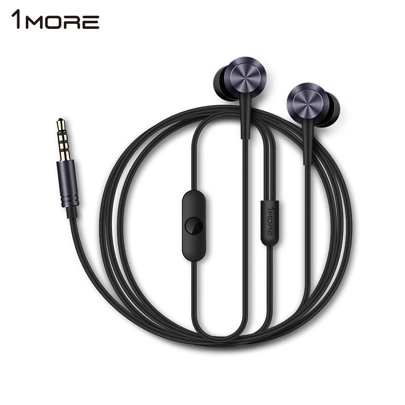 Original 1 Piston más ajuste en la oreja Auriculares auriculares con micrófono para iOS y Android Xiaomi teléfono iPod iPad E1009: Gris
