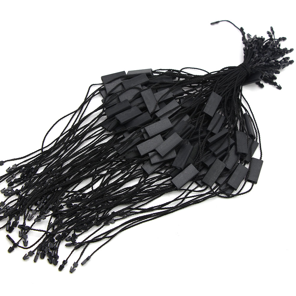 Etiqueta de cordón de poliéster para ropa, cuentas cuadradas de plástico hechas a mano, etiquetas negras, blancas y Beige, accesorios de ropa, 100 piezas