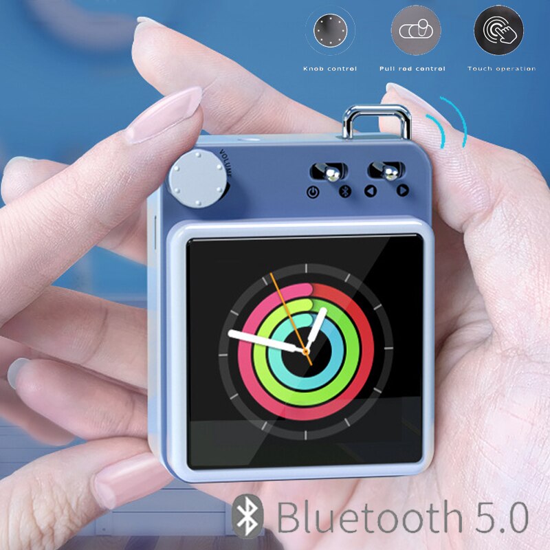 MP3 Spieler Bluetooth 5,0 Subwoofer Musik Lautsprecher berühren Schlüssel Gebaut-in 8GB HiFi Metall Mini Tragbare Walkman Unterstützung Alarm Uhr