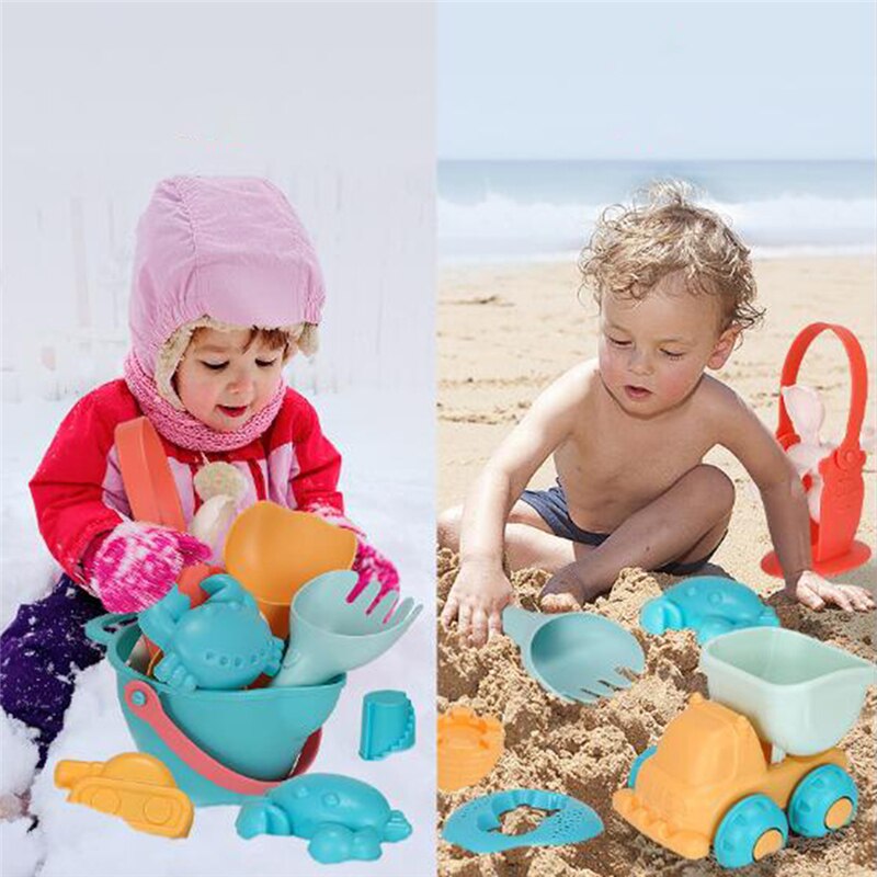 Beach Toys For Kids Baby Beach Game Toy Children Sandbox Set Kit Summer Toys For Beach Play Sand Water Play Cart 14Pcs/Set