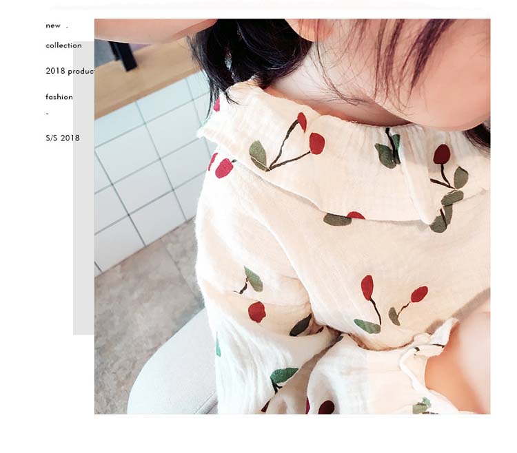 Voorjaar Meisjes Tops Kinderen Lange Mouw Leuke Shirt voor Meisjes Kids Cherry Shirt Alle Match Peuter Meisjes Kleding 2 -7 jaar