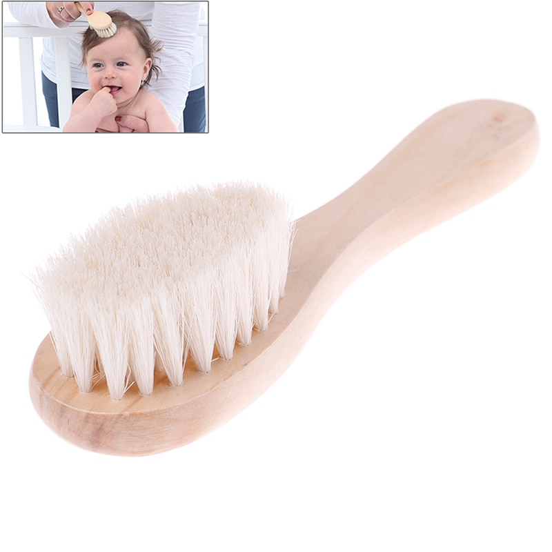 Juego de Peine y cepillo de pelo de cabra para bebé, cómodo y ecológico, para recién nacidos y niños pequeños