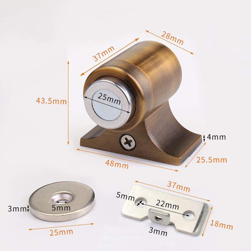 SSMX imán de neodimio Tope de puerta 304 Acero inoxidable fuerte suelo magnético succión Mini Tope de puerta muebles Hardware: Brass