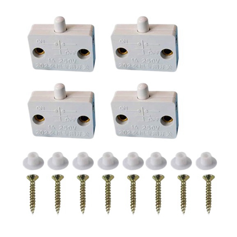 4 Stck Schrank Tür Schalter Schrank Lampe Schalter Schubladen Öffnen auf Schließen Tür Anwendbar zu 12V 24V 110V: Weiß