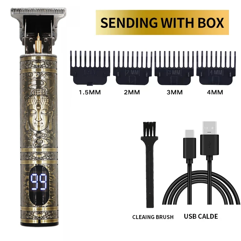 Barbero eléctrico T9 para mujer cortadora de pelo para hombre LCD recargable maquina afeitar hombre Retro afeitadora electrica cortar maquinilla cortapelos maquinas barberia: Azul