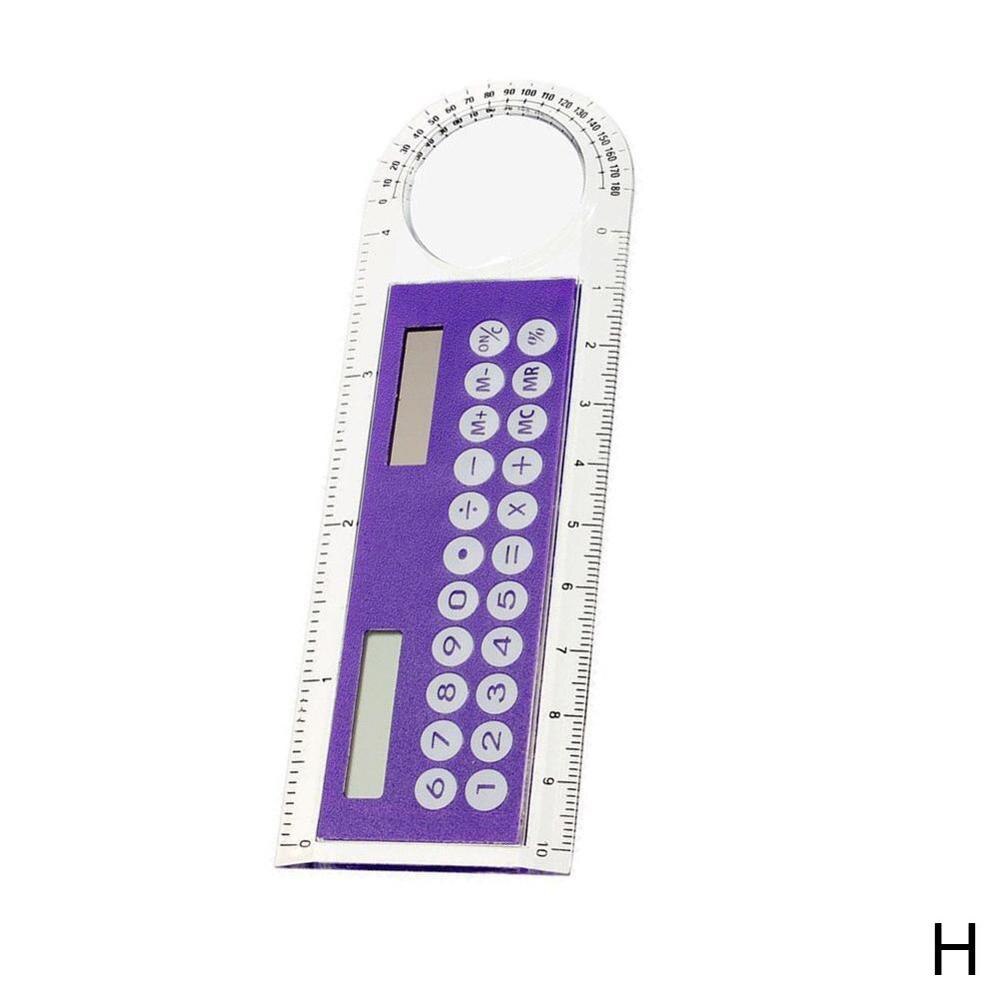 Mini Calculadora con lupa Solar, Calculadora multifunción, 10cm, 5 suministros, regla, oficina, colores ultrafinos, escuela, S0F3, 1 Uds.: H