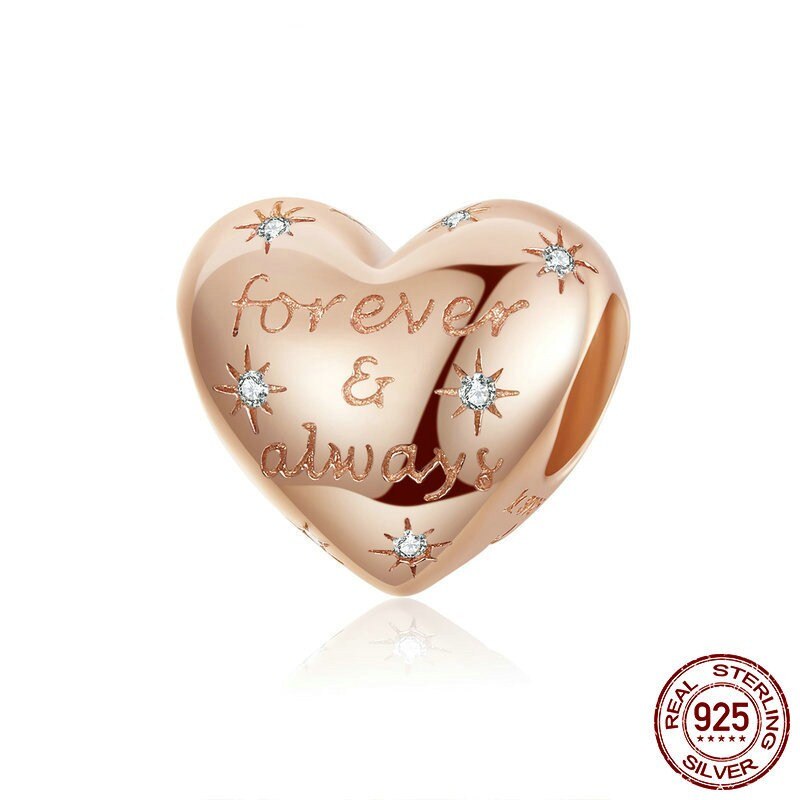 INBEAUT Rosa Oro Rosa CZ Maple Leaf Branelli misura il Braccialetto di Marca fai da te 925 Sterling Silver Sogno Cather Beetle Piuma Del Cuore pendenti e Ciondoli: sc1223