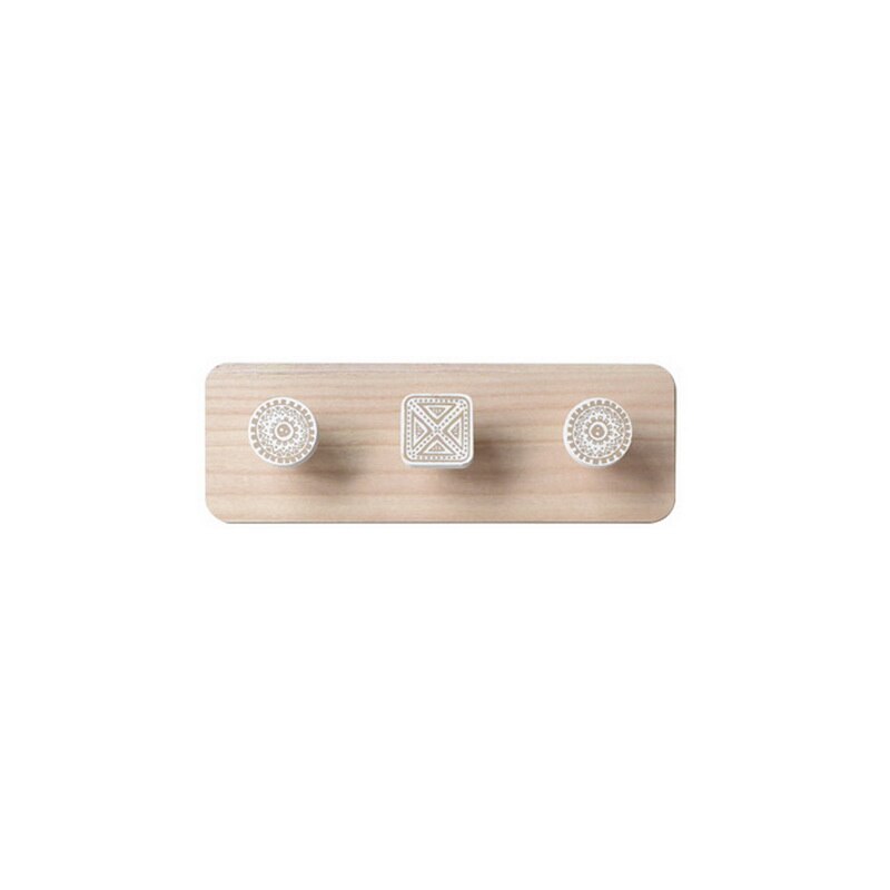 Percha de madera para abrigos, gancho de pared, colgadores decorativos para ropa del hogar, soporte para llaves, perchero montado en pared, colgador de llaves, estante de pared: 3 hooks